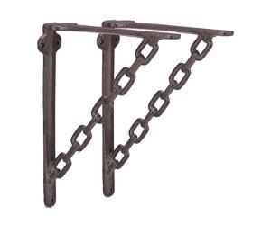 Cast iron shelf bracket set of 2 Heavy Duty Chain Design Rustic Shelf Holders