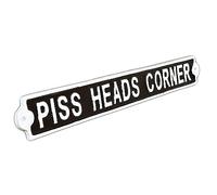 Cast Iron Sign P*ss Heads Corner Novelty Man Cave Home Bar Wall Art Plaque Gift