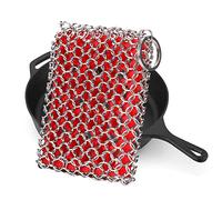 Cast Iron Skillet Cleaner, 316 Stainless Steel Chainmail Cleaning Scrubber with Silicone Insert for Cleaning Castiron Pan,Griddle,Baking Pan