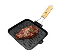 Cast Iron Skillet - Ergonomic Grip,Iron Frying Pan,Physical Forging Process, Camping Pa N,nonstick Cast Irron Skillet | Square Striped Pan for Gas, Induction and Oven Cooktops.