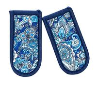 Cast Iron Skillet Handle Covers,Pot Handle Covers Heat Resistant,Pot Holders for Kitchen Heat Resistant,Machine Washable Handle Mitts 2 PCS (Blue Paisley)