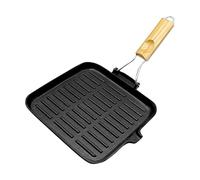 Cast Iron Skillet - Non Stick Griddle Pan, Foldable Handle Cast Iron Pan | Cooking Baking Grilling Stove Oven Kitchen Outdoors Campfire | Durable Heavy Duty Frying Pans for Home Camping BBQ