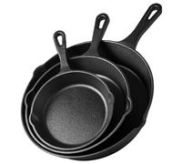 Cast Iron Skillet Set, 3 Piece Frying Pan Set, Pre-Seasoned Non-Stick - VonShef