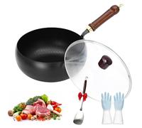 Cast Iron Skillet with Lid, High-Purity Iron Frying Pan, Naturally Nonstick for Even Heating on All Stove Types