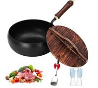 Cast Iron Skillet with Lid, High-Purity Iron Frying Pan, Naturally Nonstick for Even Heating on All Stove Types