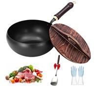 Cast Iron Skillet with Lid, High-Purity Iron Frying Pan, Naturally Nonstick for Even Heating on All Stove Types