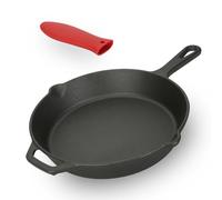 Cast Iron Skillets, Griddle Frying pan, with Silicone Hot Handle Holder, 10 Inch, Pre-Seasoned Non-Stick Cookware for Versatile Cooking - Oven, Stovetop, Grill, Campfire, Black