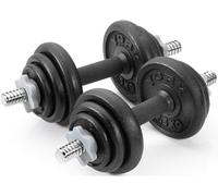 York Fitness 20 kg Cast Iron Spinlock Dumbbell - Adjustable Hand Weights Set (Pack of 2) - Black