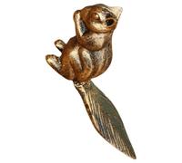 Cast Iron Squirrel Door Stopper Wedge Vintage Decorative | Golden Finish, Non-slip Base, Single Unit, Traditional Home Accent for Wood or Concrete Floors