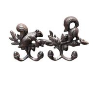 Cast Iron Squirrel Wall Hook Rack Heavy Duty Rustic Coat Hooks Metal Animal Key Holder 4 Acorn Decorative Hooks for Hanging Mudroom Entryway Farmhouse Decor Towel Dog Leash Backpack Hanger Organiser