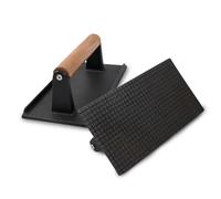 Cast Iron Steak Press Weight Non-Stick Bacon Grill Press Flat BBQ Grill Accessories Griddle Kit for Home Kitchen Black 20 X 10 Cm