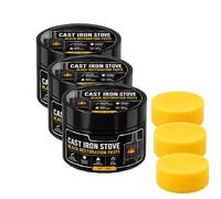 Cast Iron Stove Polish with Sponge 50g，3PCS | Polishing Paste, Hot Spot Stove and Grate Black Coating Restorer, Cast Iron & Fireplace Furniture Renovation for Kitchen