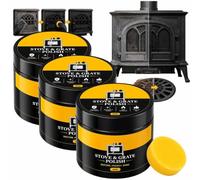 Cast Iron Stove Polish with Sponge, Stove and Grate Polish，3 | Grate Cleaner,Stove and Grate Polish Black,Ideal for Wood-Burning Stoves,Fireplace Grates and Fire Surround Maintenance
