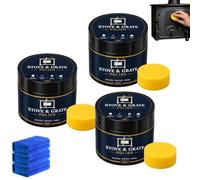 Cast Iron Stove Polish with Sponge, Stove and Grate Polish Black, Heat Resistant Black Stoves Restoration Paste, Renew Cast Iron Surfaces for Fireplace, Kitchen Stoves, Grates (3pcs)