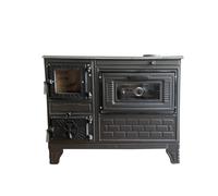 Cast Iron Stove with Oven, Durable Cast Baking Oven, Cooker Oven by Burning Wood, Warming Heater Stove, Oven Section with Thermometer, Brick Lined Fireplace Made in Turkiye (Black-with-Window)