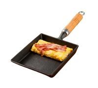 Cast Iron Tamagoyaki Pan, Japanese Rolled Omelet Pan & Small Square Egg Frying Pan with Wooden Handle, All Stovetops Compatible, Naturally Nonstick Surface