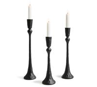 Cast Iron Taper Candle Holder Set of 3, Vintage Tall Decorative Candlestick Stands for Wedding, Christmas, Holiday & Home Decor (Black)