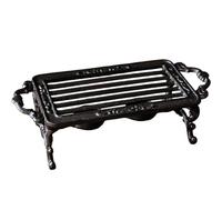 Cast Iron Tea Light Warmer, Vintage Rectangular Teapot Warmer with Hollow Pattern Design, Four Anti-Slip Supportive Feet, Heated by Candle or Alcoholic Burner, for Tea Serving and Tabletop Use