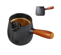 Cast Iron Teapot - 600ml Wooden Handle Kettle for Boiling Water for Kitchen Home Office Dining Room Student Bedroom Camping Travel Office