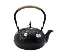 Cast Iron Teapot, Japanese Style Tetubin, Tea Kettle with Removable Stainless Steel Infuser Internal Enamel Iron Teapots with Birds and Plum Flower, Beautiful Pattern, 40.5oz / 1200ml