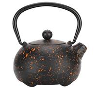 Cast Iron Teapot Kettle, Japanese Style Uncoated Iron Tea Pot with Yellow Spot Finish, 0.3L Decorative Teapot for Home Teahouse, Includes Filter and Lid