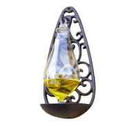 Cast Iron Thunder Glass Barometer, Wall-Mounted Weather Gauge, Brown and Clear, 13x27x11cm, with Liquid Dye, Garden Outdoor Decor