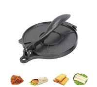 Cast Iron Tortilla Press, 8-Inch (20 cm), Roti Maker Pre-Seasoned Corn or Flour Tortilla Maker, Flour Presser, Durable Cast Iron Made, Pataconera, Roti Dough (Black)