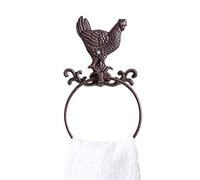 Cast Iron Towel Holder Vintage Style Rooster Cockerel Chicken Towel Rail Bathroom Towel Hook Kitchen Tea Towel Ring Wall Mounted Rustic Country Style Home Storage Accessory