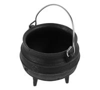 Cast Iron Tripod Cauldron Incense Holder Black with Handle