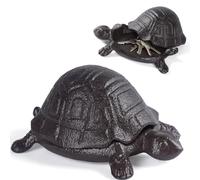 Cast Iron Turtle Outdoor Key Hider for Garden Decor Hide A Key Holder for Keys Jewelry and Trinkets Hidden Storage Box for Ear Studs, Paper Clips Cute Turtle Spare Key Hider (Small Brown Turtle)