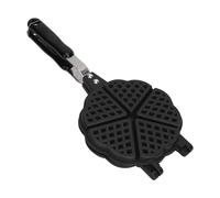 Cast Iron Waffle Maker, Waffle Iron with Long Handle, Portable Camping Stove Top Aluminum Waffle Maker Pan for Family Breakfast, Pancakes, Puffs, Sandwich Baking