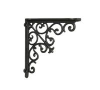 Cast Iron Wall Bracket Set of 5 Elegant Triangular Shelf Supports with Cutouts for Support of Wooden Planks Books Plants in Living Room Study Hallway Balcony, Large, 22.5 X 22.5 Cm