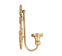 Cast Iron Wall Candle Holder Vintage Taper Candlestick Sconce Antique White Metal Wall Mount Decorative Light for Living Room Home(Gold)