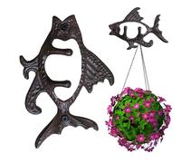 Cast Iron Wall Hanger - Wall Hook Rail, Rustic Hooks, Country House Style Decorative Towel Holder in Fish Shape for Wall Mounting, Metal Wall Hook for Outdoor Use
