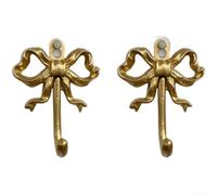 Cast Iron Wall Hanger with Symmetrical Bow Configuration Supporting Two Hanging Functions for Home Use (Golde)