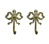 Cast Iron Wall Hanger with Symmetrical Bow Configuration Supporting Two Hanging Functions for Home Use (Vintage Gold)