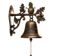 Cast Iron Wall Hanging Bell Christmas, Charming Christmas Welcome Doorbell, With Holiday Characters Penguin Reindeer Snowman, Santa (B snowman)
