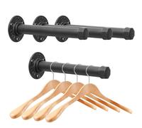 Cast Iron Wall Mounted Clothes Rack, Heavy Duty Industrial Pipe Clothing Rack for Hanging Clothes, Garment Racks for Closet Organizers and Storage, DIY Closet Rods and Closet Bar (Black 4 Pack, 8 in)