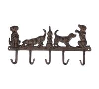 HOMESCAPES Brown Cast Iron Garden Hook Rack with Dog Decoration Suitable for Indoor and Outdoor Use