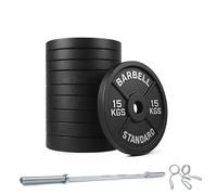 Cast Iron Weight Plate Set 200kg & 250kg with or without 4ft, 5ft, 6ft or 7ft Barbell - Heavy Duty Strength Training Plates for Home Gym