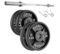 Cast Iron Weight Plates Set - Multiple Combinations with Optional Barbell (4ft/5ft/6ft/7ft)