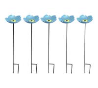 Cast Iron Wild Bird Forget Me Not Flower Dish Bird Feeders (Set of 5)