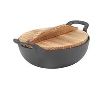 Cast Iron Wok, 20cm/25cm Non Stick Stir Fry Pan with Flat Bottom, Dual Handle and Lid, Heavy Duty Uncoated Traditional Chinese Wok for All Cooktops, Induction, Electric, Gas