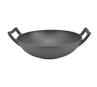 Cast Iron Wok, Nonstick Heavy Duty Construction Cast Iron Grilling Wok, Pre Seasoned Cast Iron Wok with 2 Handles, for Gas Electric Induction Oven, Fits for Deep Frying Stir Frying Steaming