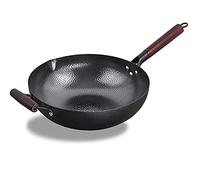 Cast Iron Wok Pan, Nonstick Heavy Duty Iron Chinese Wok or Stir Fry Skillet,Household Uncoated Cooking Pot, Hand-Forged Iron Pot,Kitchen Cookware