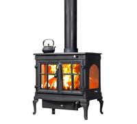 Cast Iron Wood Stove Pipe Set,Heavy-Duty Cast Iron Construction,Heats Up to 1300 Sq Ft,Large Glass Window with Air Wash System