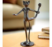 mysmartbuy.com Cast Iron Yoga Cat Statue - Rustic Finish Novelty Animal Design Ornament, Indoor Home Display Decoration for Table, Sideboard, Windowsill, Shelf, Mantelpiece - H17 x W13 x D6cm