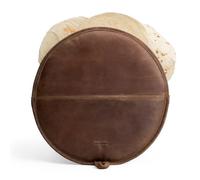 Cast Leather Co., Tortilla Warmer Pouch, Fabric Tortilla Heater Pouch, Full Grain Leather, Handmade, Bourbon Brown
