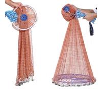 Cast Net 1 Pcs Fishing Nets Hand Throw Casting Network With Ring 2.4-4.8m With Sinkers Fly Catch Fish Net(5)