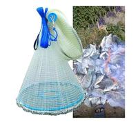 Cast Net Throw Nets for Beginners, White Folded Bait Net with Disc, Hand Cast Net for Lakes Rivers Shoal(1/2in Mesh,Height 1.5m/4.9ft)